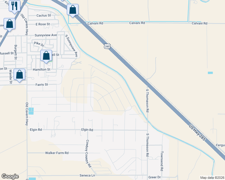 map of restaurants, bars, coffee shops, grocery stores, and more near 3014 Pecos Highway in Carlsbad