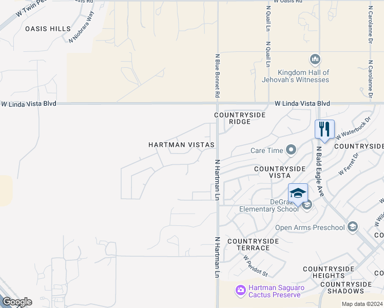 map of restaurants, bars, coffee shops, grocery stores, and more near 5507 West Beetle Drive in Tucson