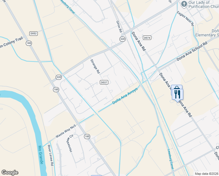 map of restaurants, bars, coffee shops, grocery stores, and more near 5420 Strange Road in Las Cruces