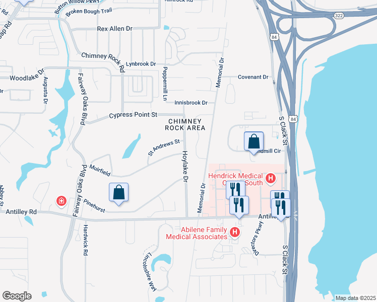 map of restaurants, bars, coffee shops, grocery stores, and more near 2 Muirfield in Abilene
