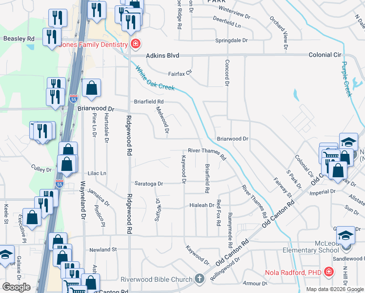 map of restaurants, bars, coffee shops, grocery stores, and more near 766 Lenox Drive in Jackson