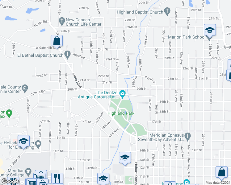 map of restaurants, bars, coffee shops, grocery stores, and more near 1901-1903 42nd Avenue in Meridian