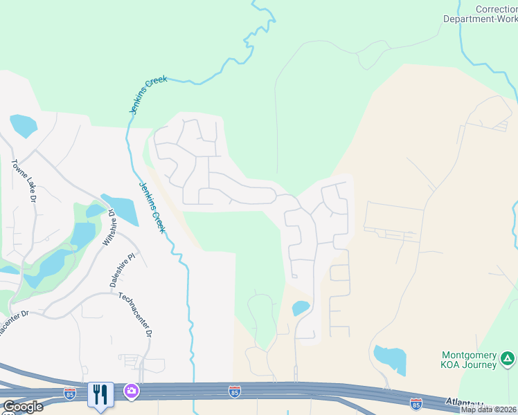 map of restaurants, bars, coffee shops, grocery stores, and more near 10456 Duncannon Trail in Montgomery