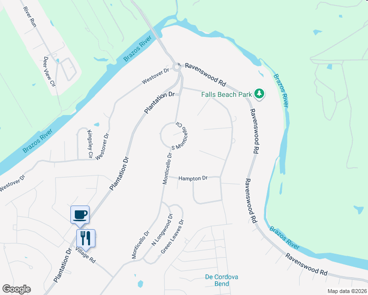 map of restaurants, bars, coffee shops, grocery stores, and more near 8733 South Monticello Circle in Granbury