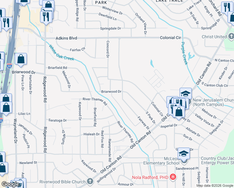 map of restaurants, bars, coffee shops, grocery stores, and more near 5383 Fairway Street in Jackson