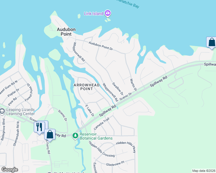 map of restaurants, bars, coffee shops, grocery stores, and more near 108 Whippoorwill Road in Brandon