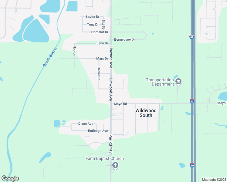 map of restaurants, bars, coffee shops, grocery stores, and more near 10205 Linwood Avenue in Shreveport