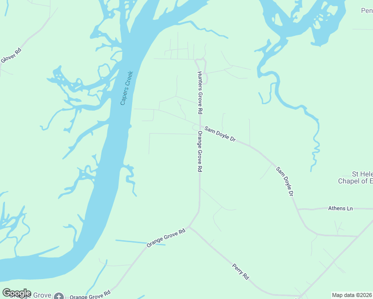 map of restaurants, bars, coffee shops, grocery stores, and more near 385 Orange Grove Road in Saint Helena Island