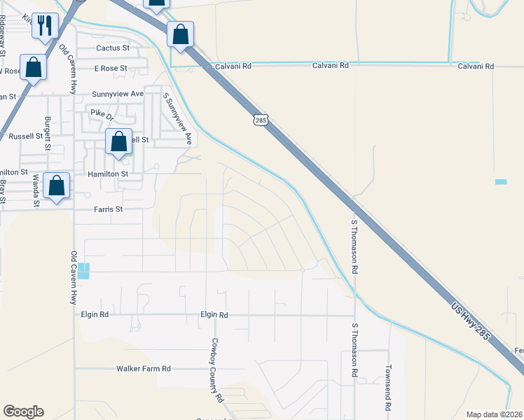 map of restaurants, bars, coffee shops, grocery stores, and more near 3014 Pecos Highway in Carlsbad