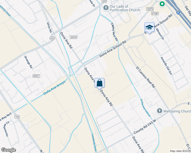map of restaurants, bars, coffee shops, grocery stores, and more near 589 Calle Del Valle in Las Cruces