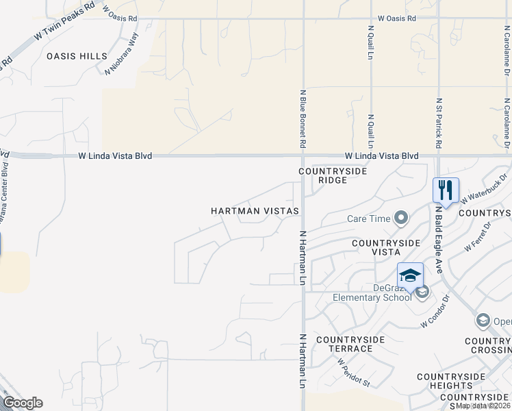 map of restaurants, bars, coffee shops, grocery stores, and more near 5509 West Red Racer Drive in Tucson