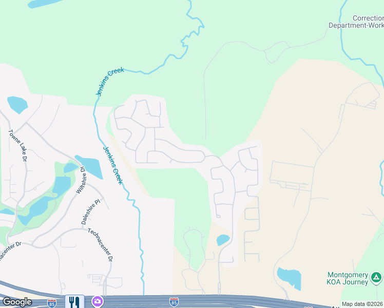 map of restaurants, bars, coffee shops, grocery stores, and more near 10520 Duncannon Trail in Montgomery