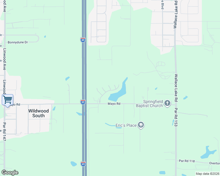 map of restaurants, bars, coffee shops, grocery stores, and more near Springview Drive in Shreveport