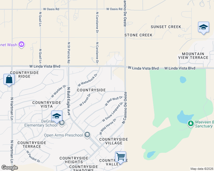 map of restaurants, bars, coffee shops, grocery stores, and more near 4701 West Linda Vista Boulevard in Tucson
