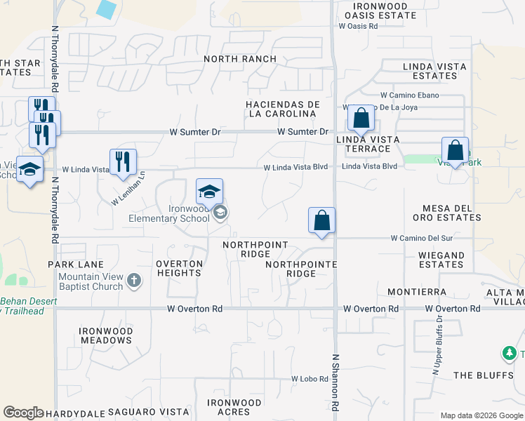 map of restaurants, bars, coffee shops, grocery stores, and more near 2901-3167 West Freer Drive in Tucson