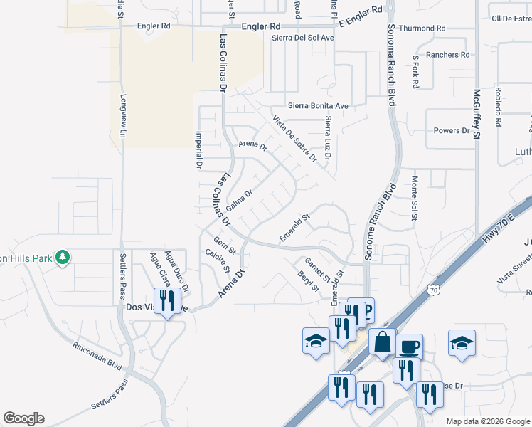 map of restaurants, bars, coffee shops, grocery stores, and more near 3714 Chromite Court in Las Cruces