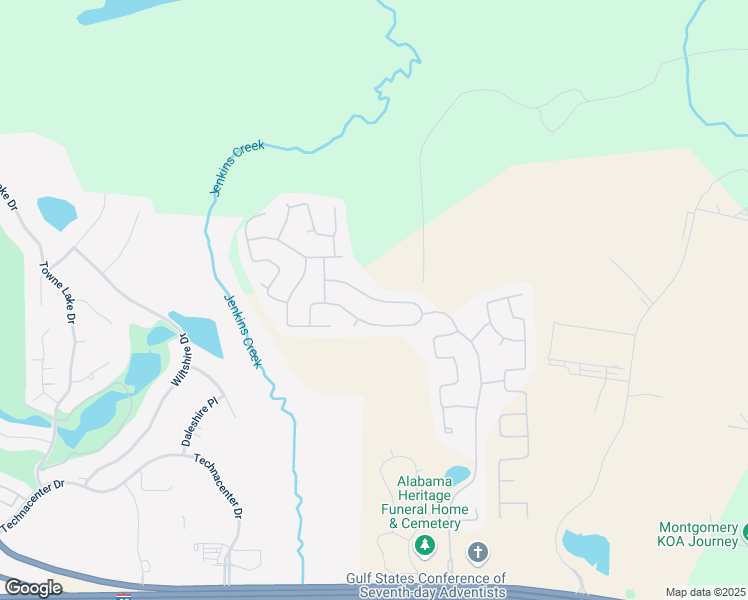 map of restaurants, bars, coffee shops, grocery stores, and more near 10545 Duncannon Trail in Montgomery