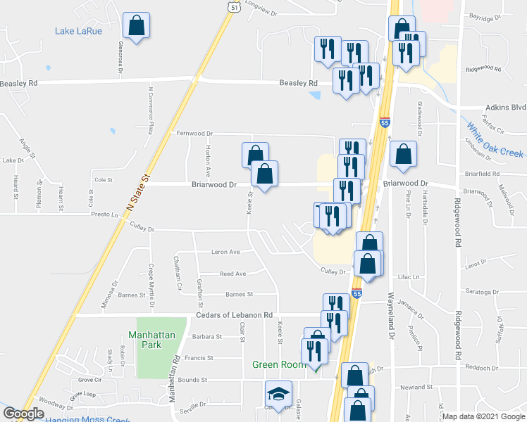 map of restaurants, bars, coffee shops, grocery stores, and more near 5640 Keele Street in Jackson