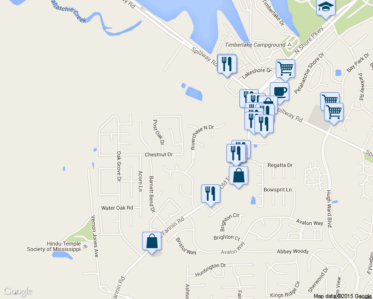 map of restaurants, bars, coffee shops, grocery stores, and more near 136 Chestnut Drive in Brandon