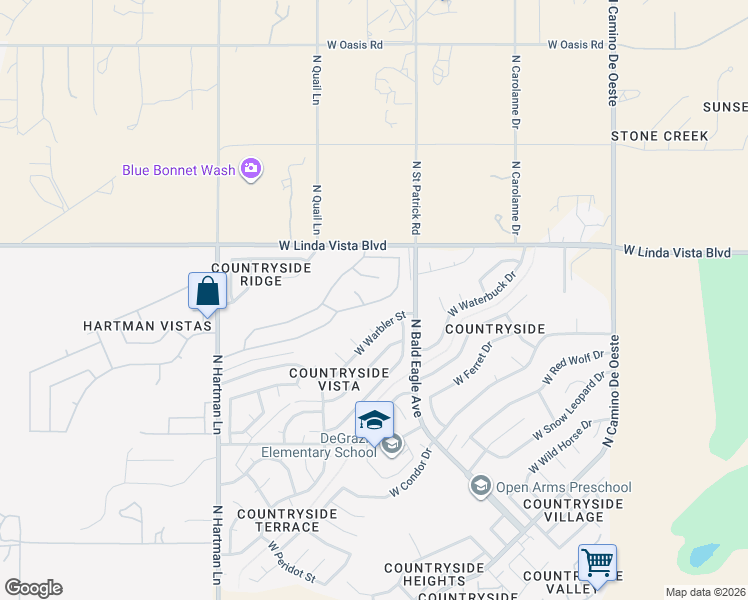 map of restaurants, bars, coffee shops, grocery stores, and more near 5076 West Blackbird Drive in Tucson