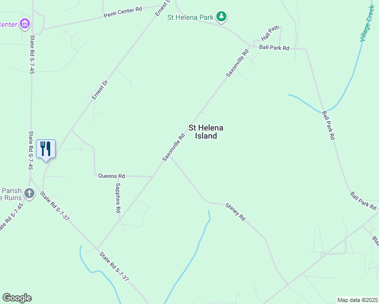 map of restaurants, bars, coffee shops, grocery stores, and more near 117 Saxonville Road in Saint Helena Island