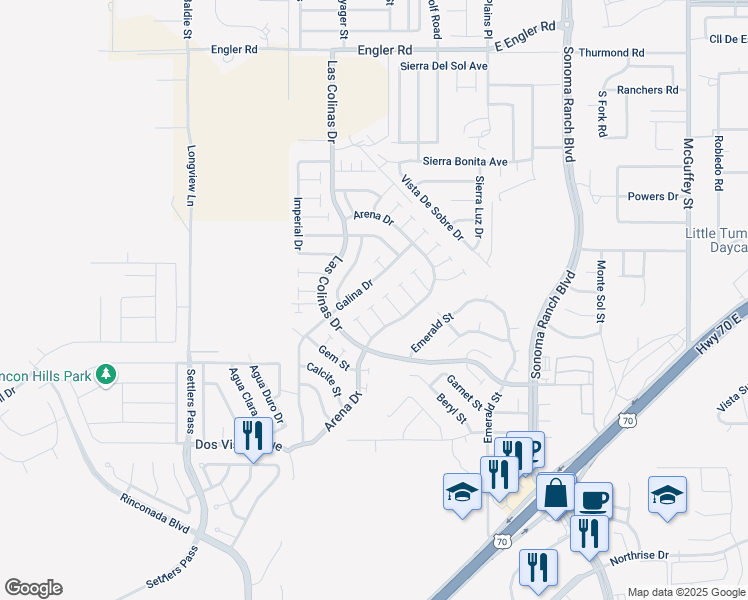 map of restaurants, bars, coffee shops, grocery stores, and more near 3714 Chromite Court in Las Cruces