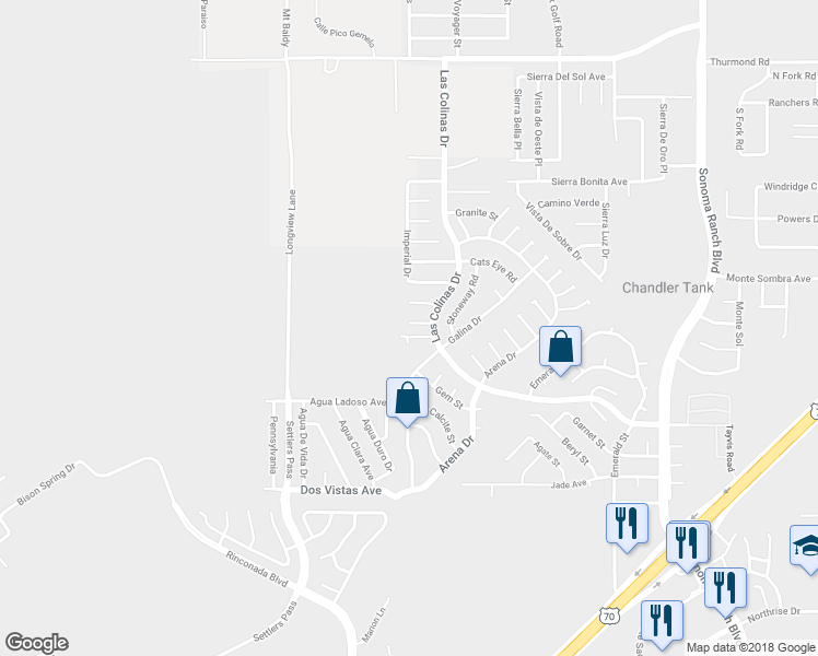 map of restaurants, bars, coffee shops, grocery stores, and more near 5002 Rock Court in Las Cruces