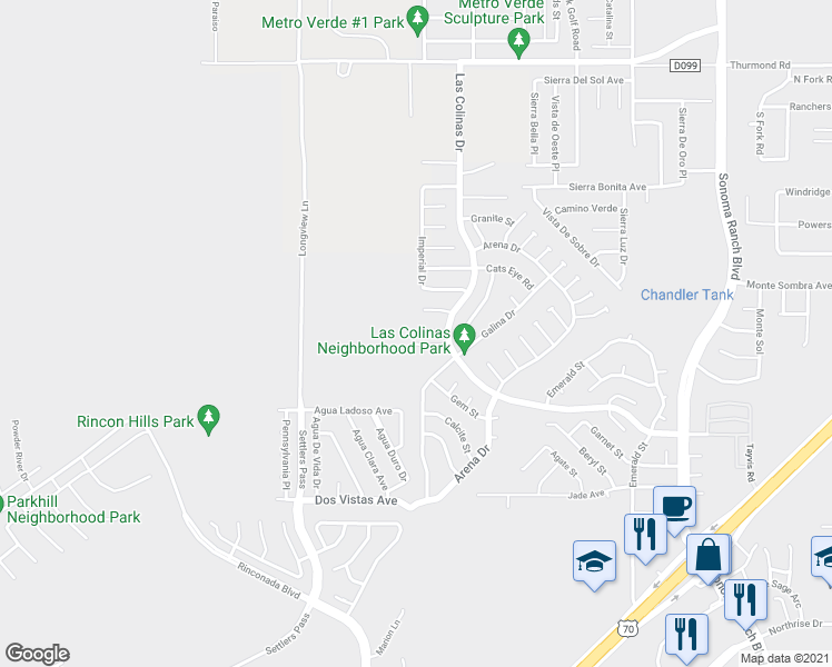 map of restaurants, bars, coffee shops, grocery stores, and more near 4990 Rock Court in Las Cruces