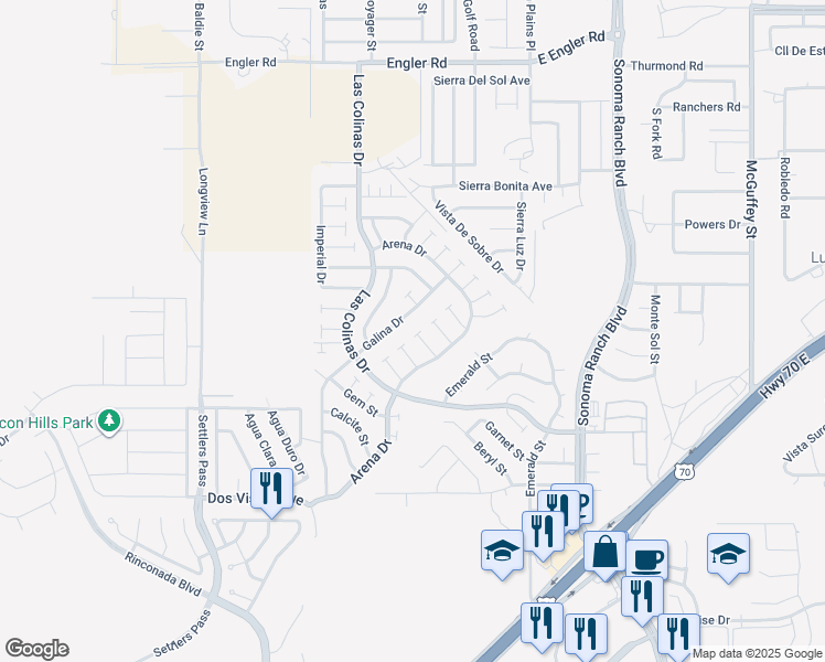 map of restaurants, bars, coffee shops, grocery stores, and more near 3722 Chromite Court in Las Cruces