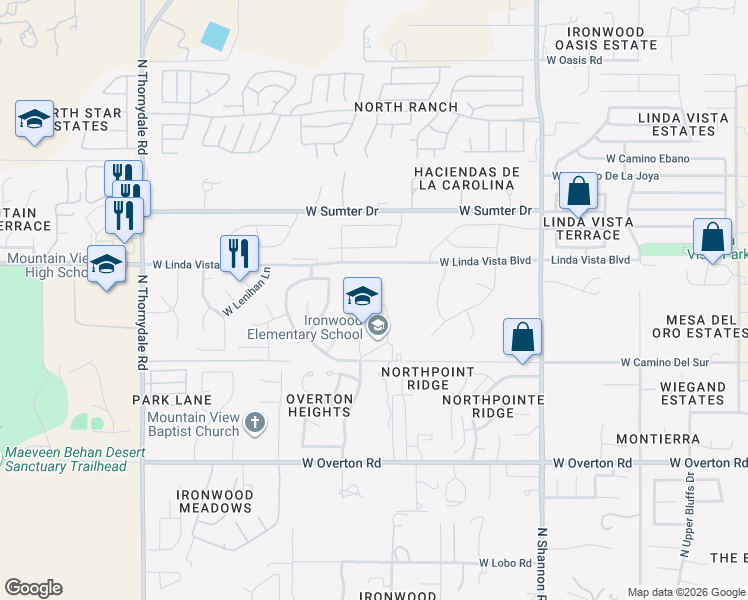 map of restaurants, bars, coffee shops, grocery stores, and more near 2901 West Freer Drive in Tucson