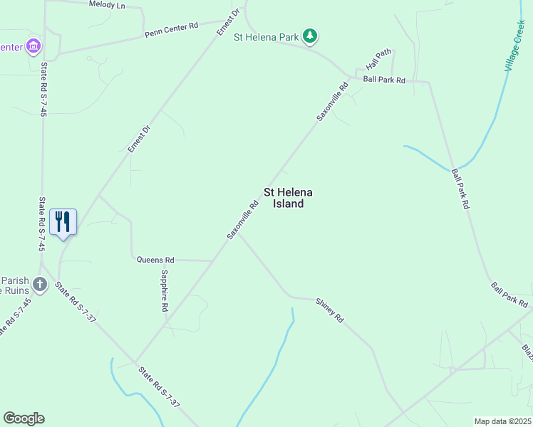 map of restaurants, bars, coffee shops, grocery stores, and more near 117 Saxonville Road in Saint Helena Island