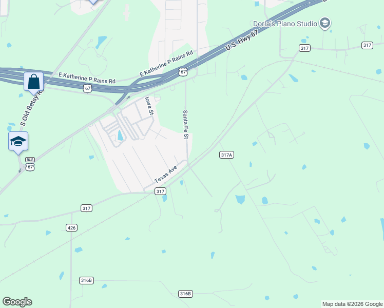 map of restaurants, bars, coffee shops, grocery stores, and more near 101 Texas Avenue in Keene