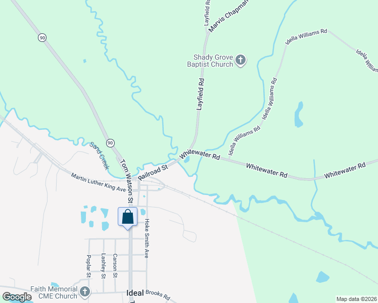 map of restaurants, bars, coffee shops, grocery stores, and more near 7433 Whitewater Road in Ideal