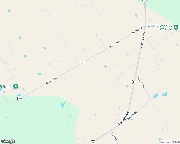 map of restaurants, bars, coffee shops, grocery stores, and more near 3909 Brushy Road in Granbury