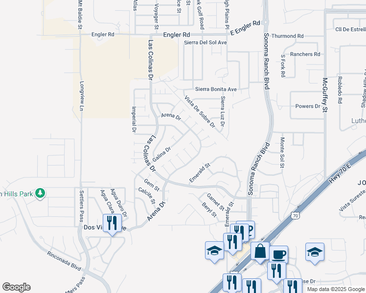 map of restaurants, bars, coffee shops, grocery stores, and more near 3777 Damonite Court in Las Cruces