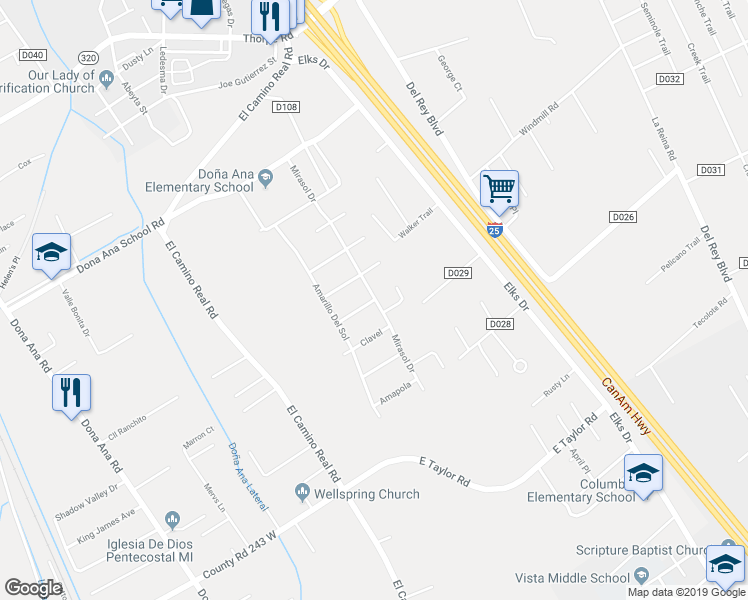 map of restaurants, bars, coffee shops, grocery stores, and more near 5401 Gardenia Street in Las Cruces