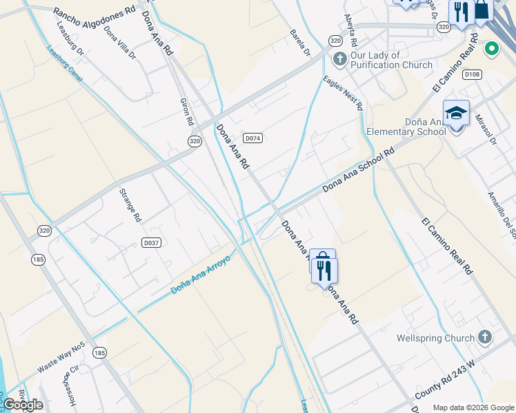 map of restaurants, bars, coffee shops, grocery stores, and more near 5369 Dona Ana Rd in Las Cruces