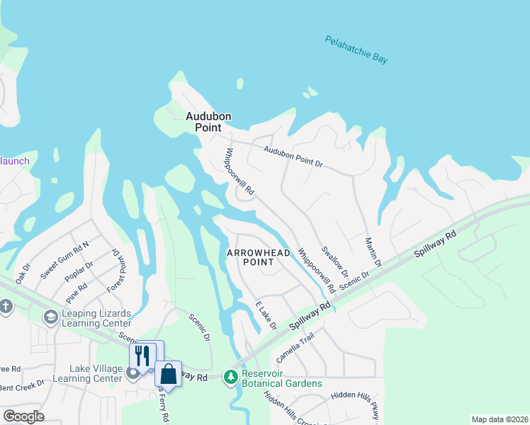 map of restaurants, bars, coffee shops, grocery stores, and more near 132 Whippoorwill Road in Brandon