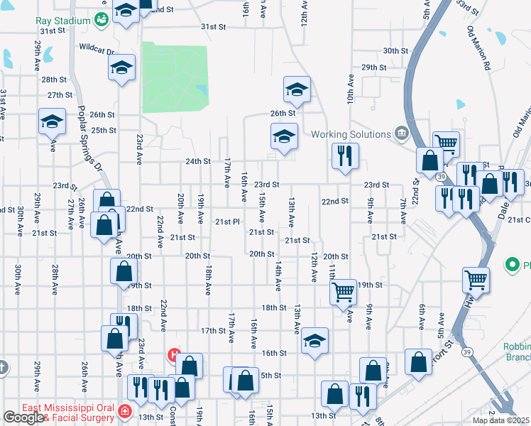 map of restaurants, bars, coffee shops, grocery stores, and more near 2114 15th Avenue in Meridian