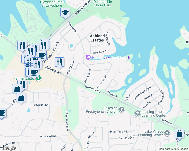 map of restaurants, bars, coffee shops, grocery stores, and more near 100 Harbour View Road in Brandon