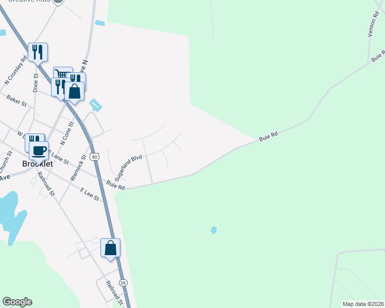 map of restaurants, bars, coffee shops, grocery stores, and more near 609 Sugar Maple Drive in Brooklet