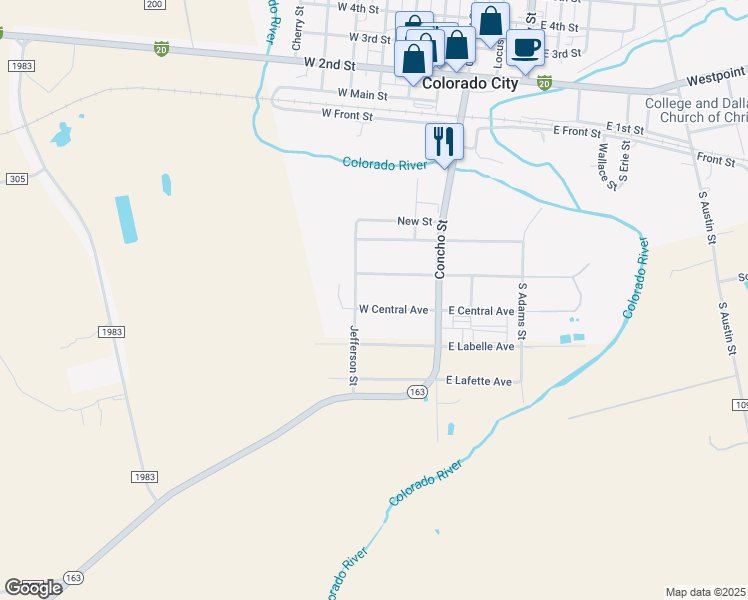 map of restaurants, bars, coffee shops, grocery stores, and more near 410-412 Jefferson Street in Colorado City