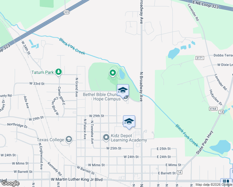 map of restaurants, bars, coffee shops, grocery stores, and more near 524 West 32nd Street in Tyler