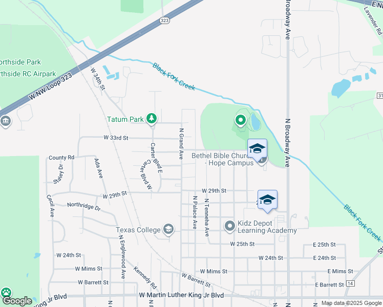 map of restaurants, bars, coffee shops, grocery stores, and more near 826 W 32nd St in Tyler