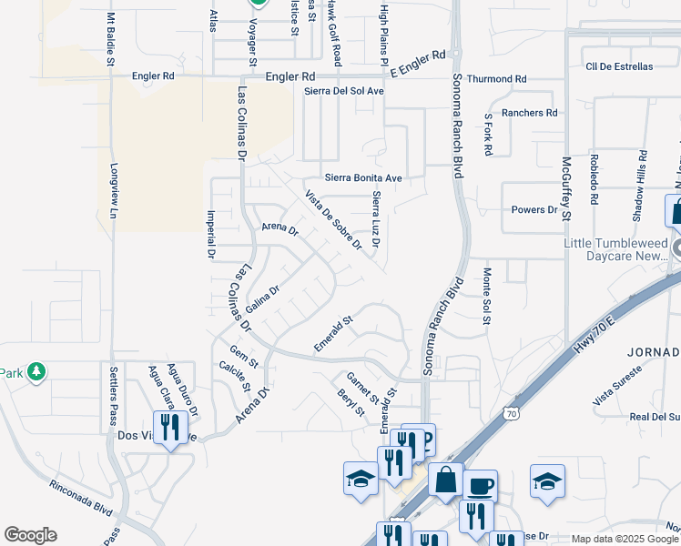 map of restaurants, bars, coffee shops, grocery stores, and more near 3858 Ivory Court in Las Cruces