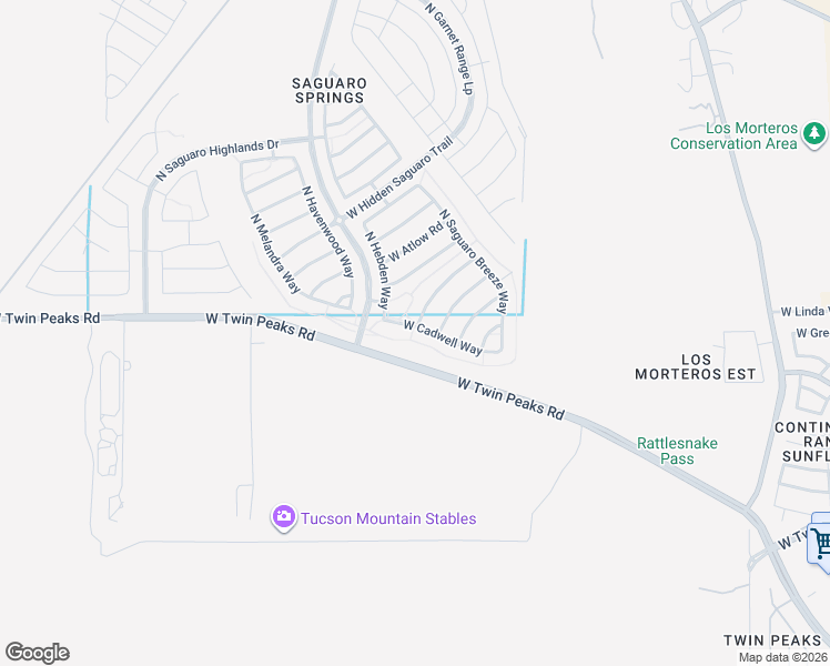 map of restaurants, bars, coffee shops, grocery stores, and more near 8799 West Cadwell Way in Marana