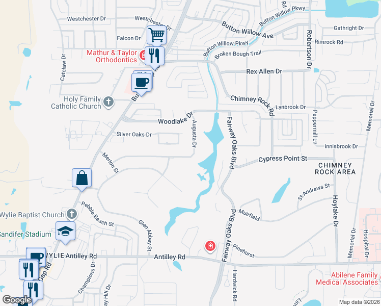 map of restaurants, bars, coffee shops, grocery stores, and more near 18 Augusta Dr in Abilene