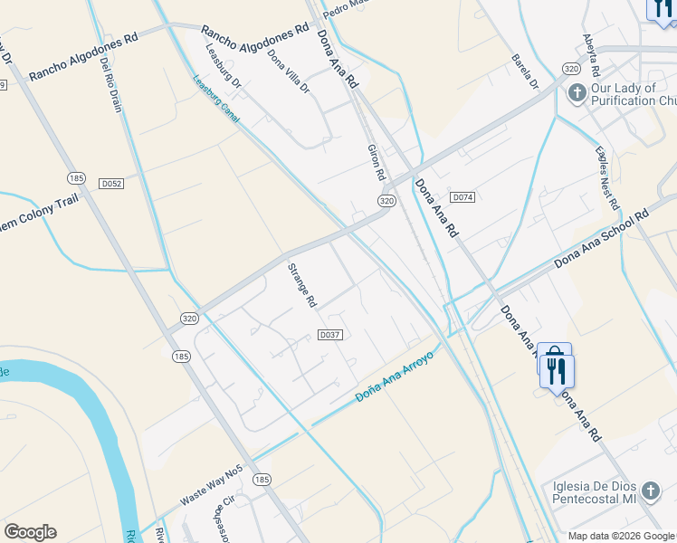 map of restaurants, bars, coffee shops, grocery stores, and more near 5535 Marigold Street in Las Cruces