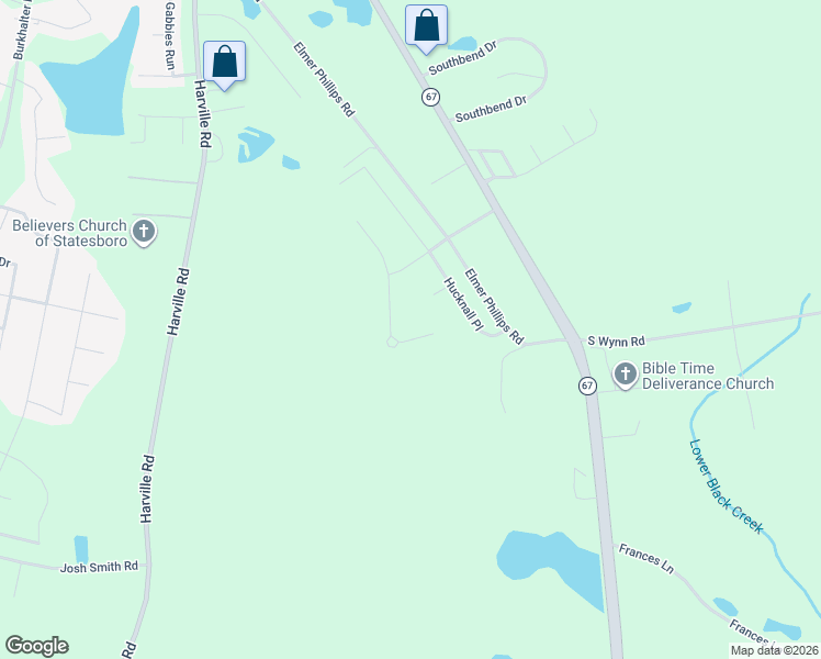 map of restaurants, bars, coffee shops, grocery stores, and more near 1806 Old Carriage Trail in Statesboro