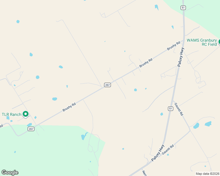 map of restaurants, bars, coffee shops, grocery stores, and more near 3915 Brushy Road in Granbury